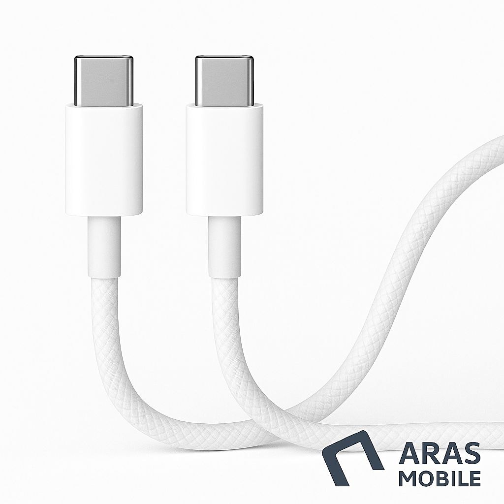 نمای نزدیک از کابل شارژ تایپ سی اپل